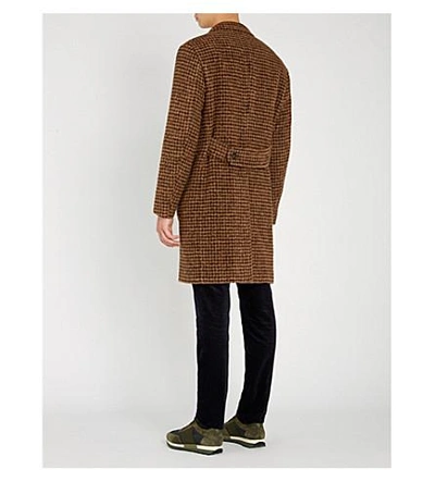 Shop Slowear Houndstooth Alpaca-blend Coat In Brown