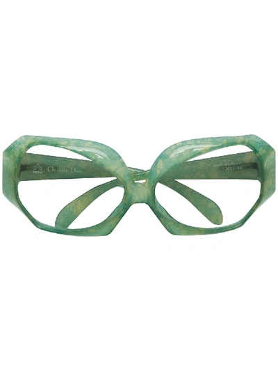 Shop Missoni  1960s Oversize-frame Marble-effect Glasses In Green