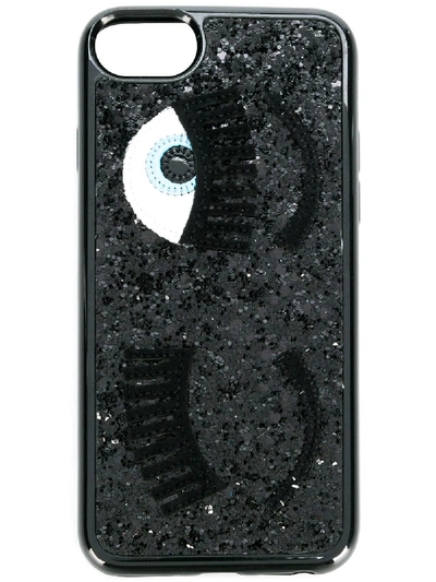 Shop Chiara Ferragni Flirting Glitter Iphone Case - Black