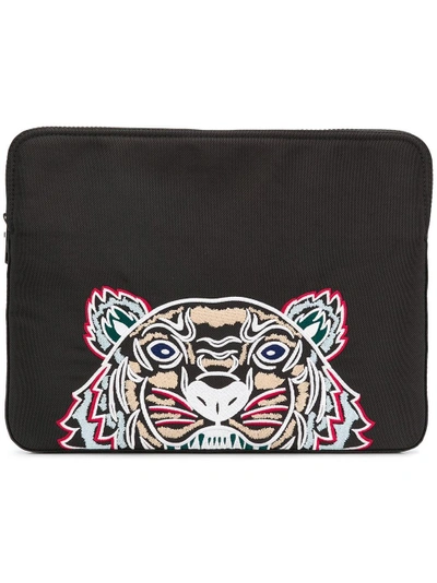 Shop Kenzo Tiger Embroidered Laptop Case - Black
