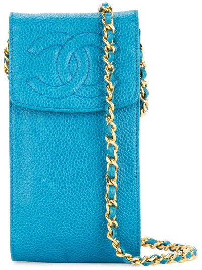 Pre-owned Chanel Vintage  Chain Shoulder Bag Phone Case - Blue