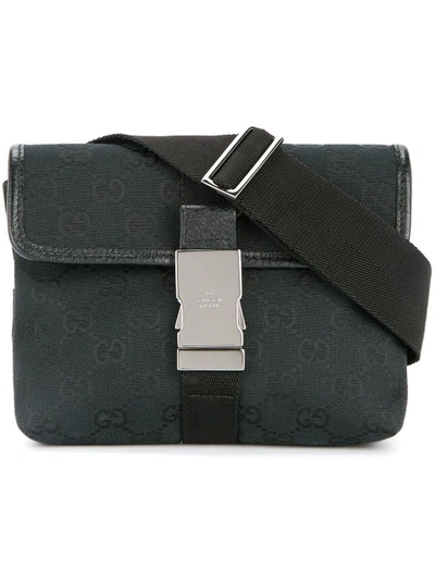 Shop Gucci Vintage  Gg Pattern Bum Bag - Black