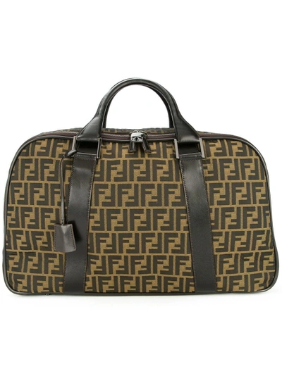 Shop Fendi Vintage Zucca Jumbo Xl Travel Hand Bag - Brown