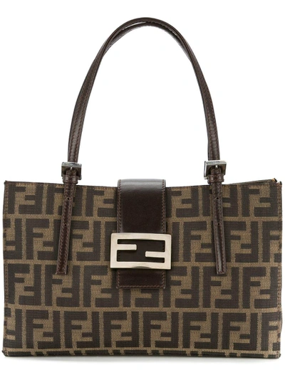 Shop Fendi Vintage  Zucca Pattern Shoulder Bag - Brown