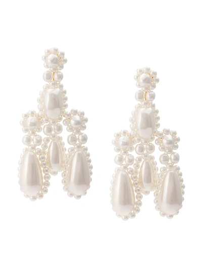 Shop Simone Rocha Pearl Chandelier Earrings - White