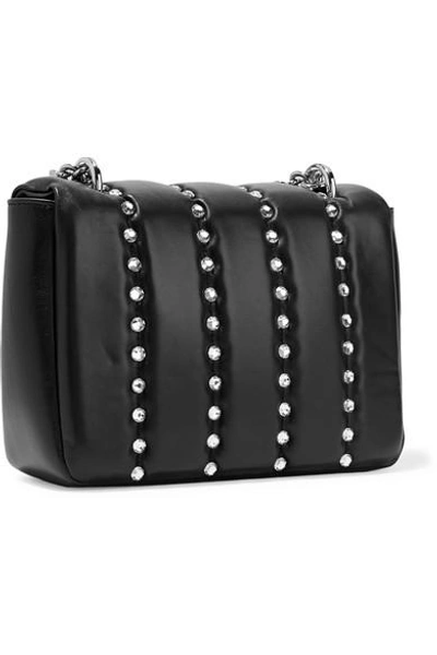 Shop Tom Ford Natalia Small Crystal-embellished Quilted Leather Shoulder Bag In Black
