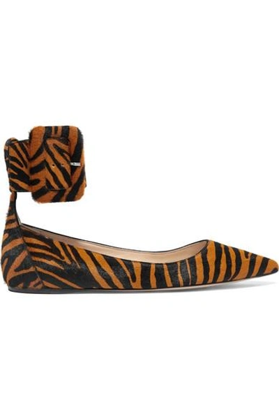 Shop Attico Julia Tiger-print Calf Hair Point-toe Flats In Leopard Print