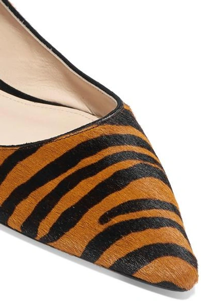 Shop Attico Julia Tiger-print Calf Hair Point-toe Flats In Leopard Print