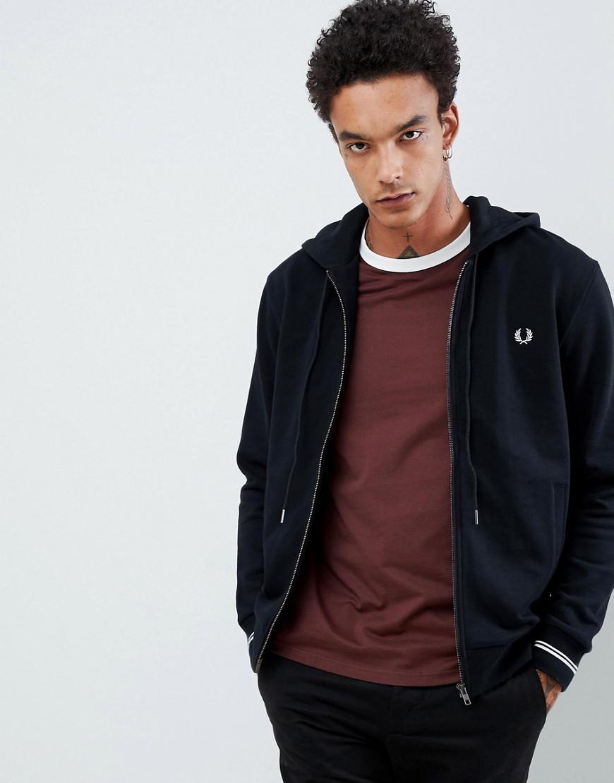 fred perry black zip hoodie