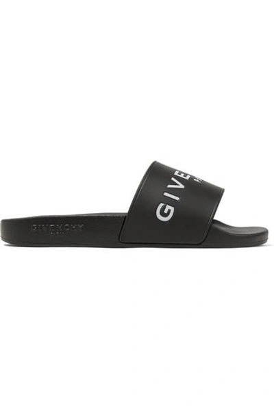 Shop Givenchy Logo-print Rubber Slides In Black