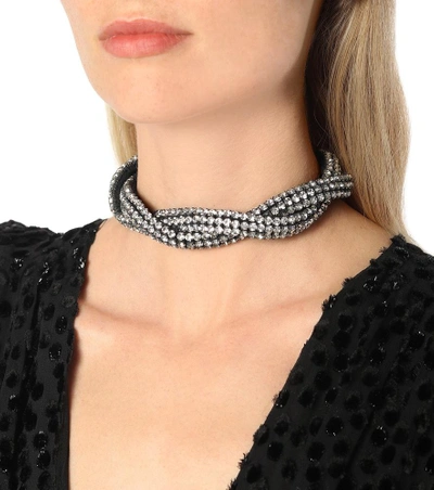 Shop Isabel Marant Embellished Suede Choker In Black