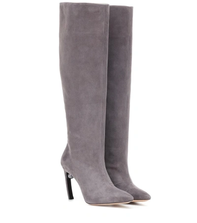 Shop Nicholas Kirkwood Mira 90 Suede Boots In Grey