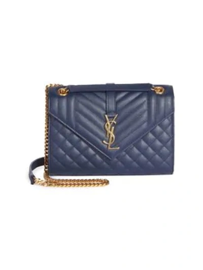 Shop Saint Laurent Medium Embossed Leather Envelope Bag In Cobalt