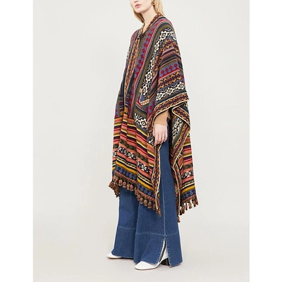 Shop Etro Geometric-pattern Wool-blend Cape In Multi