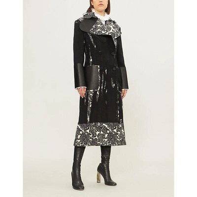 Shop Alexander Mcqueen Paisley-panel Double-breasted Wool-twill Coat In Ivory/black
