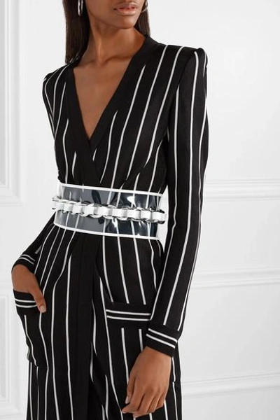 Shop Balmain Chain-embellished Pvc And Leather Waist Belt In White