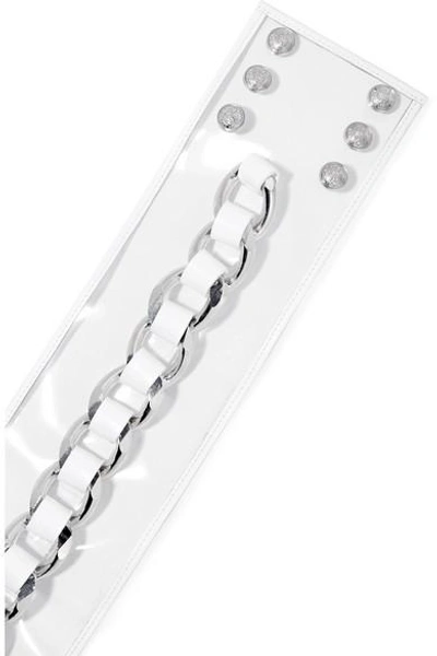 Shop Balmain Chain-embellished Pvc And Leather Waist Belt In White