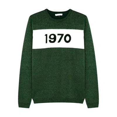 Shop Bella Freud 1970 Metallic-knit Wool-blend Jumper In Green