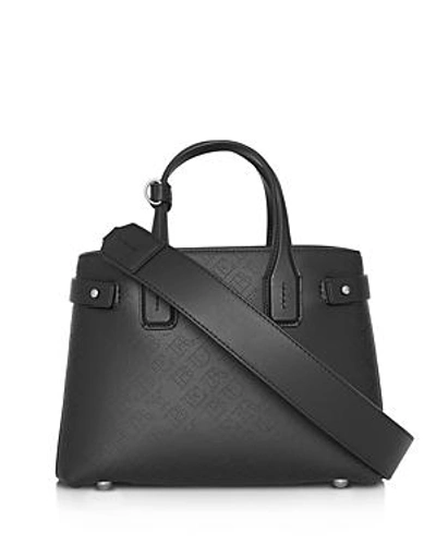 Shop Burberry The Small Banner Perforated Leather Tote In Black/silver