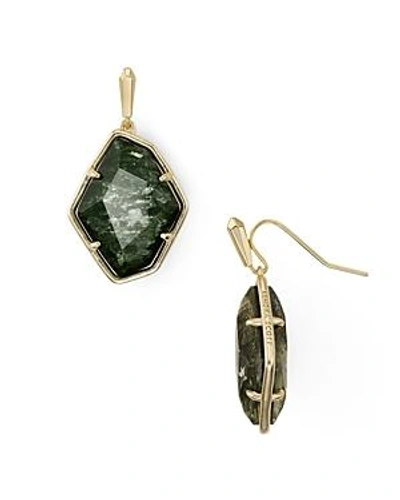 Shop Kendra Scott Dax Faceted Geometric Drop Earrings In Green/gold