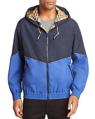 Burberry Men's Elworth Hooded Zip-front Nylon Jacket In Navy | ModeSens