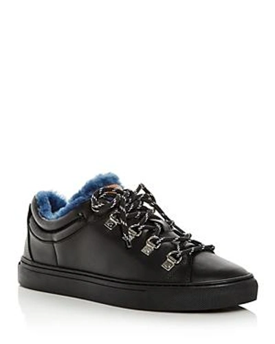 Shop Bally Women's Heidi Leather & Shearling Lace-up Sneakers In Black