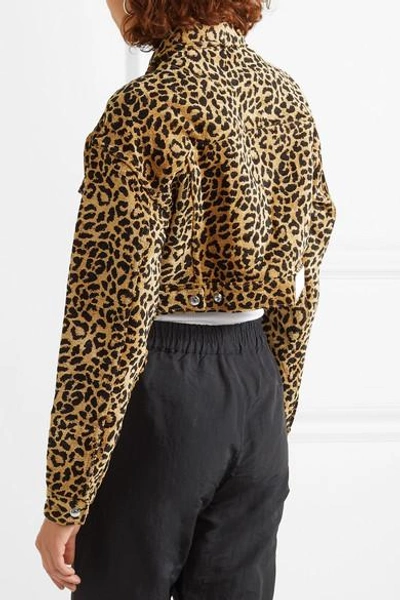 Shop Re/done Cropped Leopard-print Velvet Jacket In Leopard Print