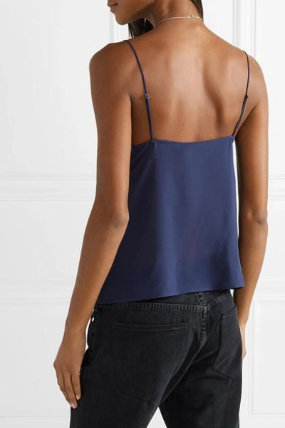 Shop J Brand Lucy Velvet And Silk-georgette Camisole In Blue