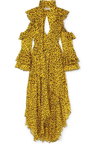 dvf yellow leopard dress