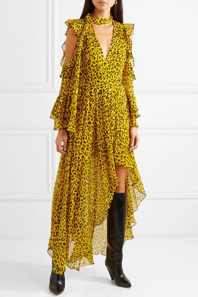 dvf yellow leopard dress