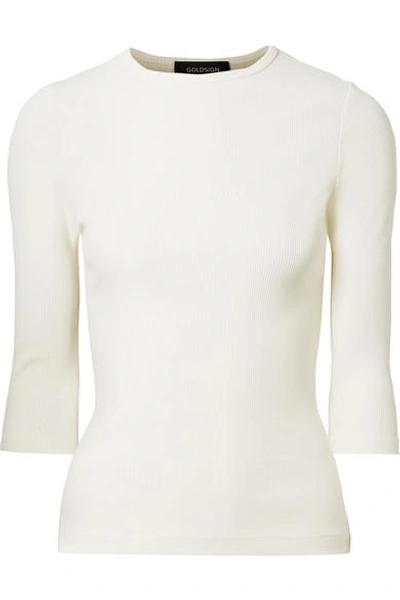 Shop Goldsign The Rib Stretch Cotton-blend Top In Ivory