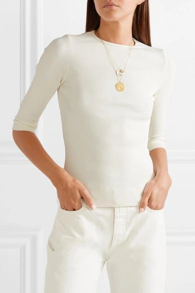 Shop Goldsign The Rib Stretch Cotton-blend Top In Ivory