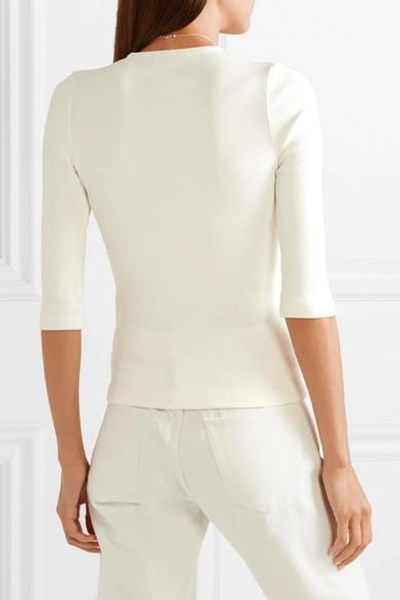 Shop Goldsign The Rib Stretch Cotton-blend Top In Ivory
