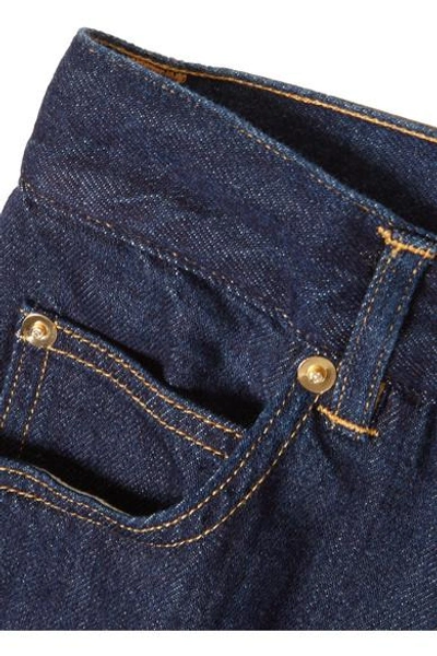 Shop Golden Goose Komo Cropped High-rise Straight-leg Jeans In Dark Denim