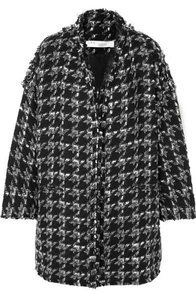 Shop Iro Trouble Oversized Houndstooth Bouclé Coat In Black