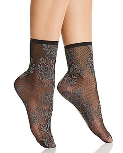 Shop Natori Chantilly Sheer Shortie Socks In Gray