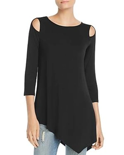 Shop Alison Andrews Cold-shoulder Asymmetric Top In Black
