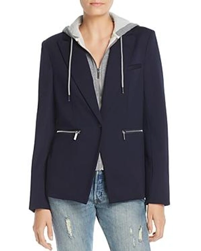 Shop Bagatelle Hooded Jacket In Navy/light Gray