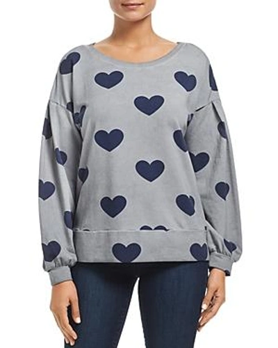 Shop Billy T Heart Print Lace-up Back Sweatshirt In All Heart Acid Gray