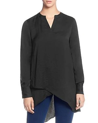 Shop Catherine Catherine Malandrino Asymmetric Overlay Blouse In Black