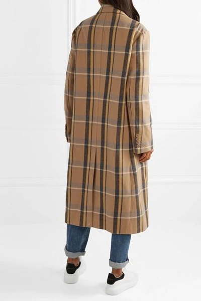 Shop Stella Mccartney Oversized Double-breasted Checked Wool Coat In Beige