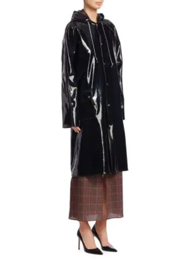Shop Rokh Hooded Rain Jacket In Black