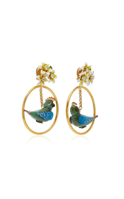 Shop Dolce & Gabbana Gold-tone Crystal And Resin Earrings In Blue