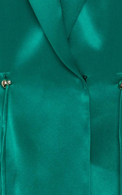 Shop Cushnie Belted Silk Blazer In Green