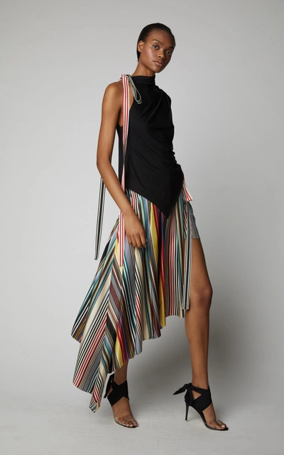 Shop Monse Rainbow Apron Silk Shorts In Multi