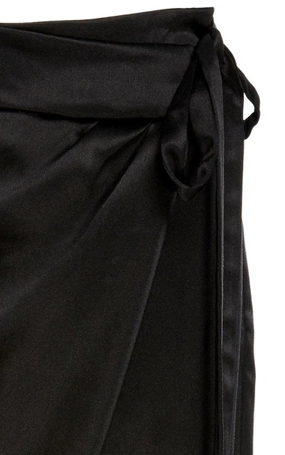 Shop Oscar De La Renta Straight-leg Silk Drape-front Pants In Black