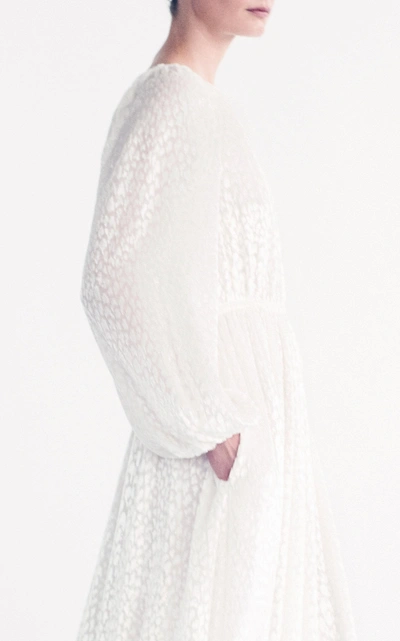 Shop Adam Lippes Velvet Jacquard Boatneck Gown In White