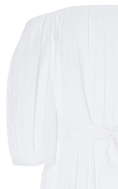 Shop Gabriela Hearst Narciso Cotton Poplin Off-the-shoulder Dress In White