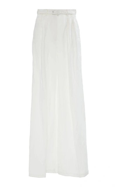 Shop Gabriela Hearst Vargas Linen-blend Wide-leg Pants In White