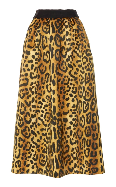 Shop Adam Lippes Printed Duchess Satin Ball Skirt In Animal